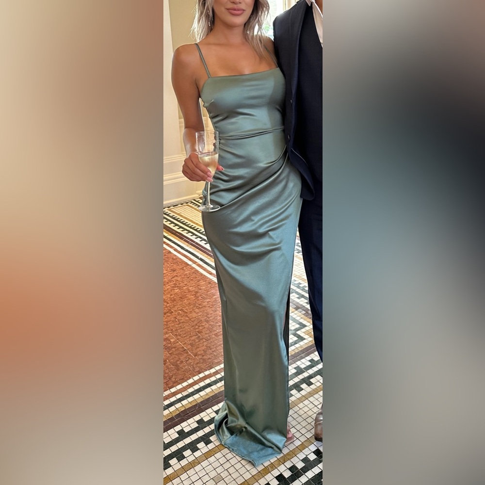 Windsor Satin Slit Long Dress, size xs,